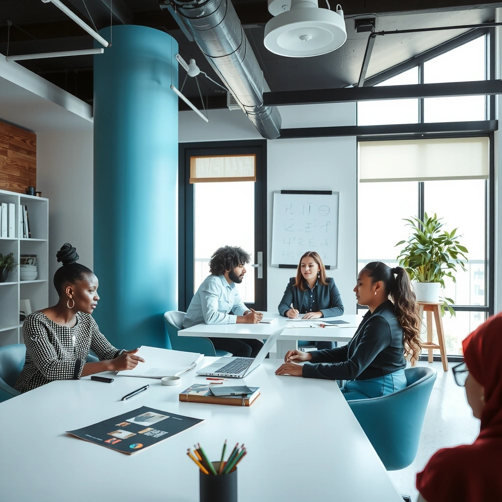 Team collaboration in modern workspace environment